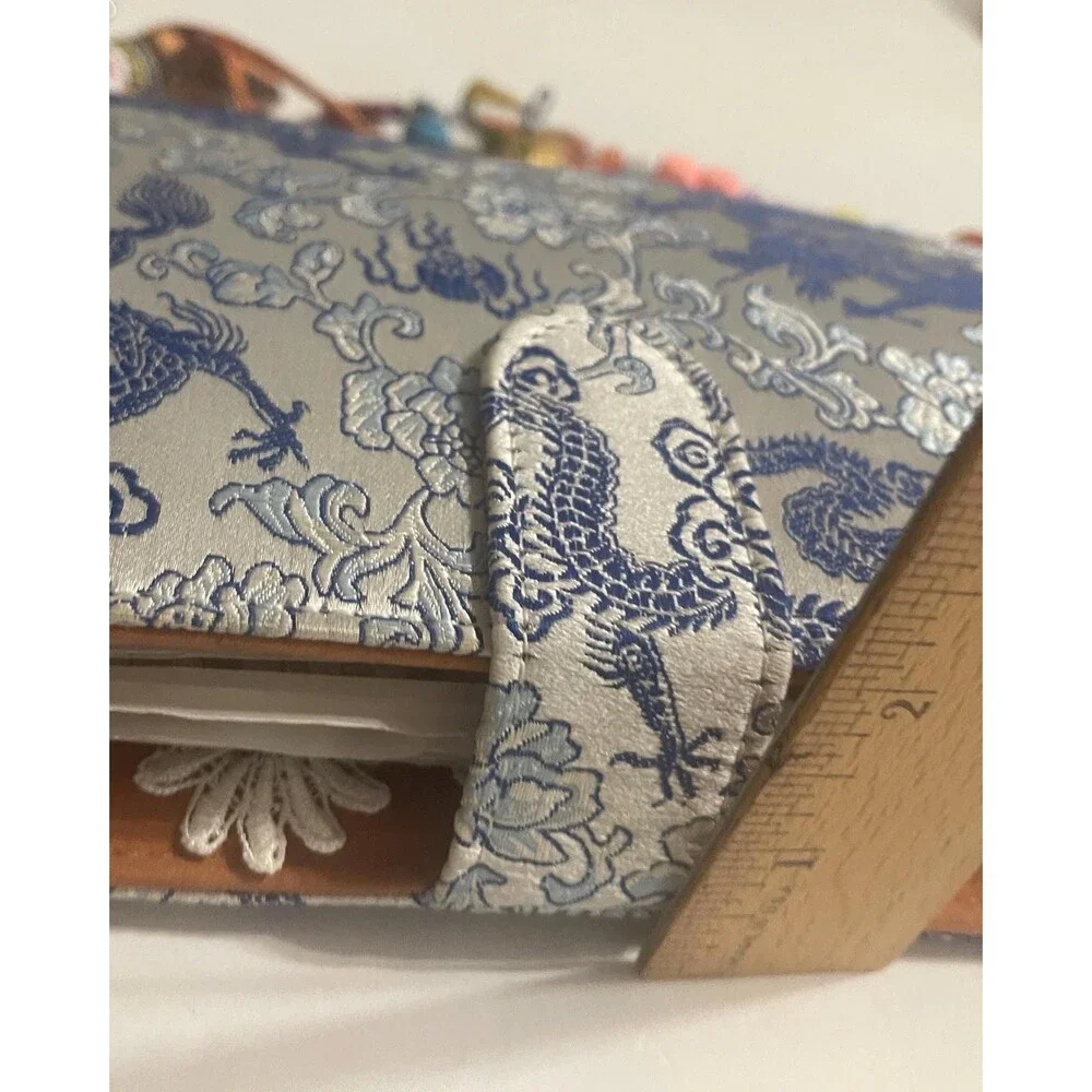 Handmade Junk Journal Asian Textile, Custom Charm, Black/African American